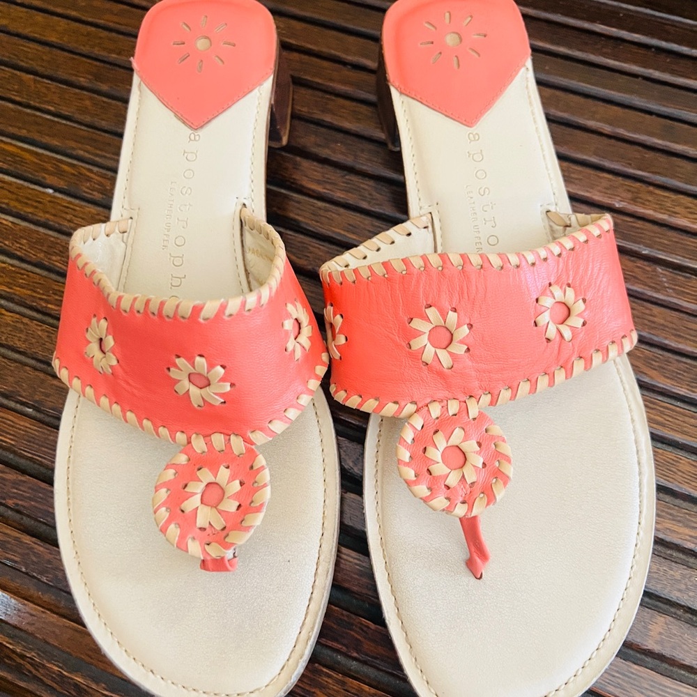 Apostrophe Pink and Cream Sandals with Whipstitch‎ Design Jaclyn 8M